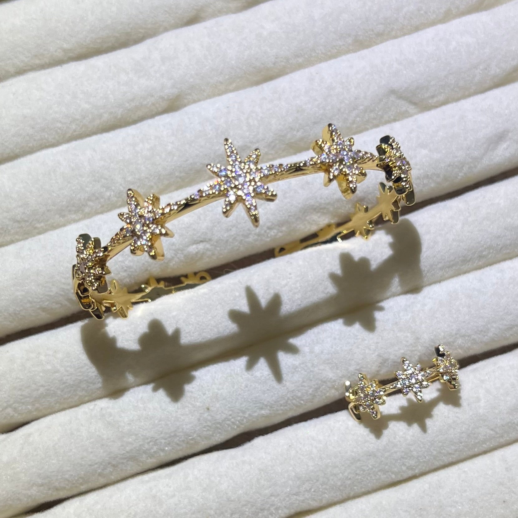 Stellar Cascade Bangle and ring set