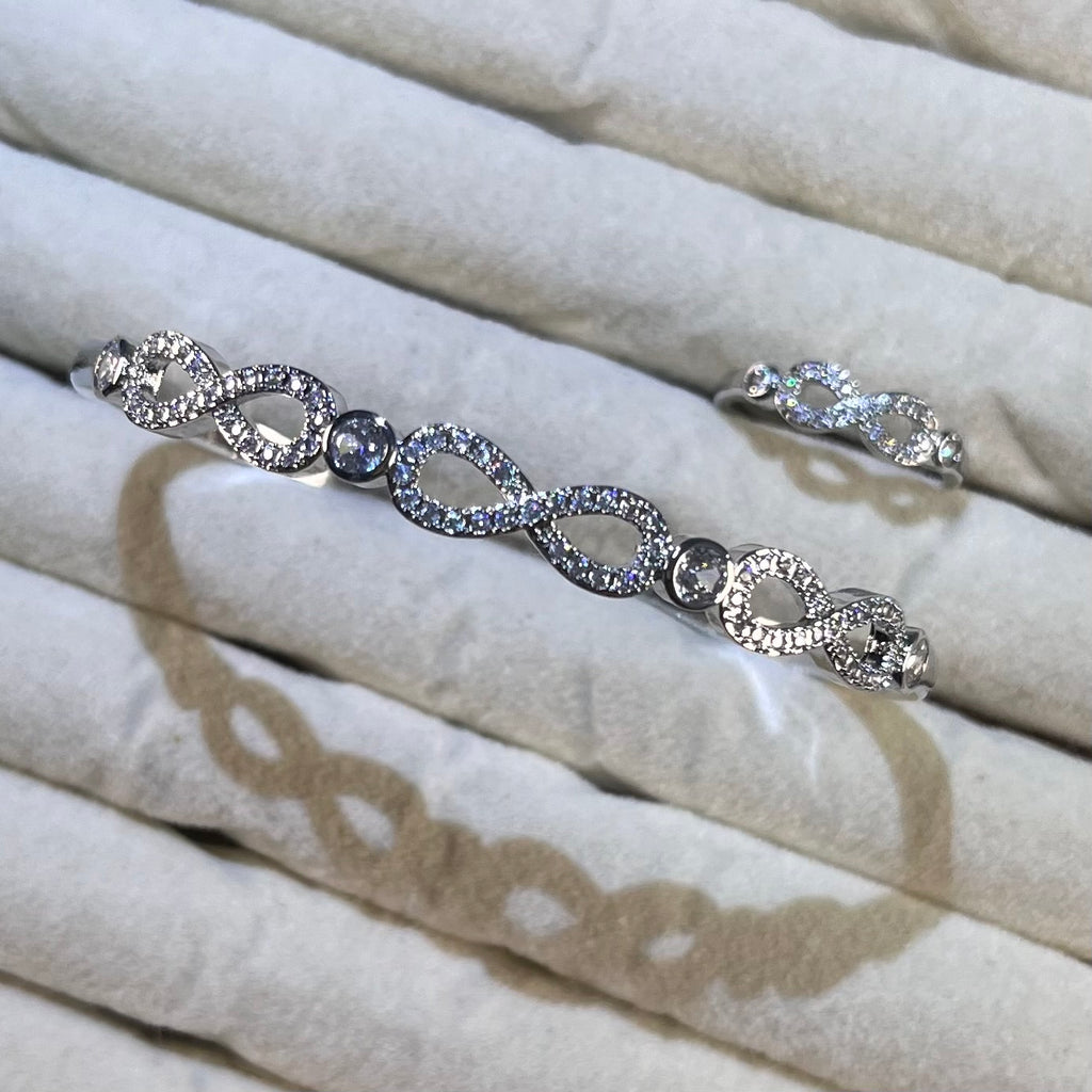 Infinity Loop Lab-Created Gemstone Bracelet & Ring Set | Gold&Silver-Tone Jewelry