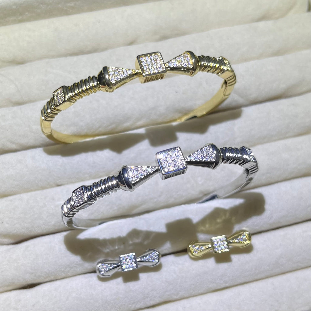 Rivet Spakle Golden &Silver bangle and ring set