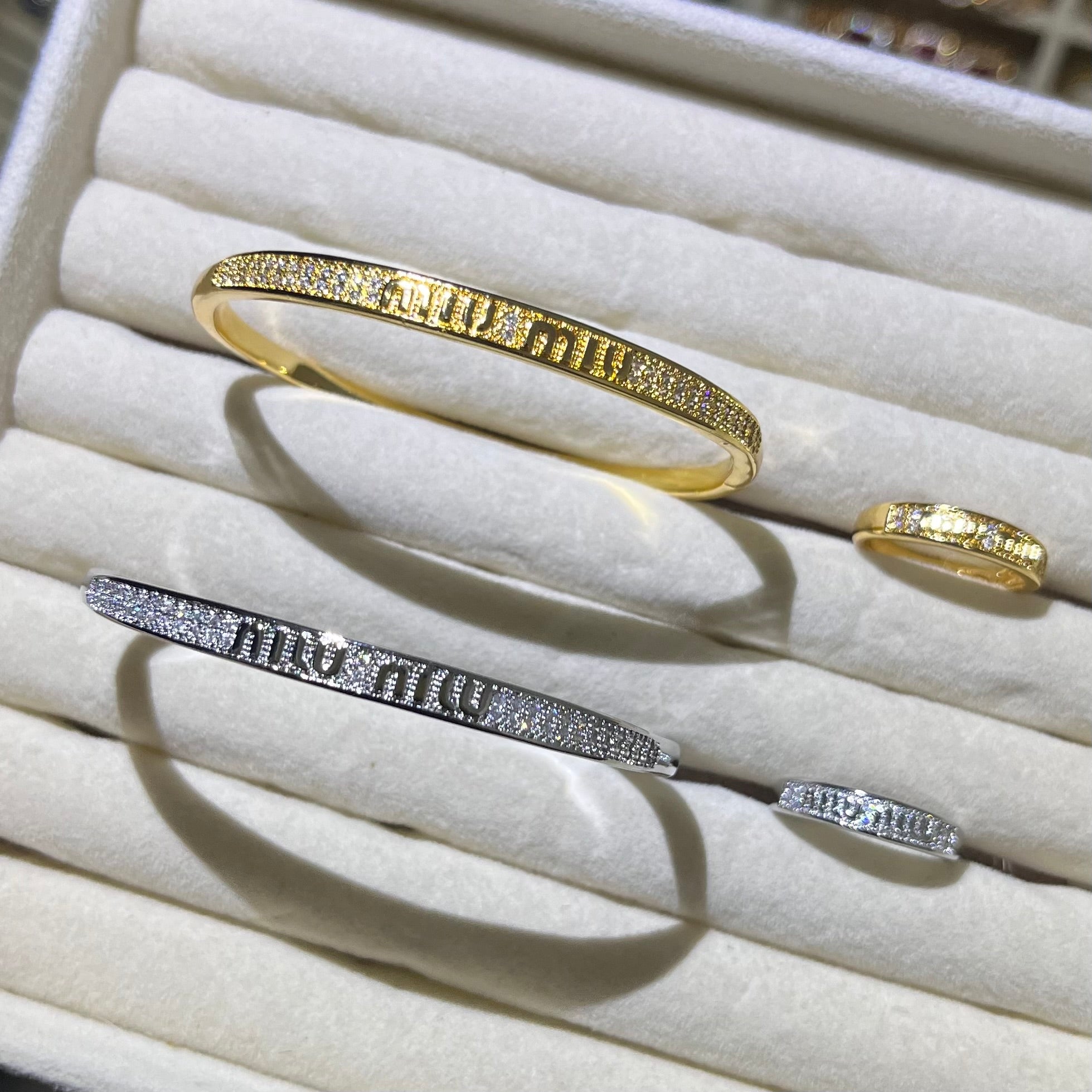 Minimalist Letter Gold&Silver bangle and ring set