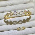 Infinity Clover forever good luck Lab-Created Gemstone Bangle and ring set| Gold& Silver Tone Jewelry