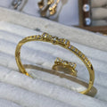 Dainty Bow Tie Pave Lab-Created Gemstone Bangle | Gold& Silver  Tone Jewelry