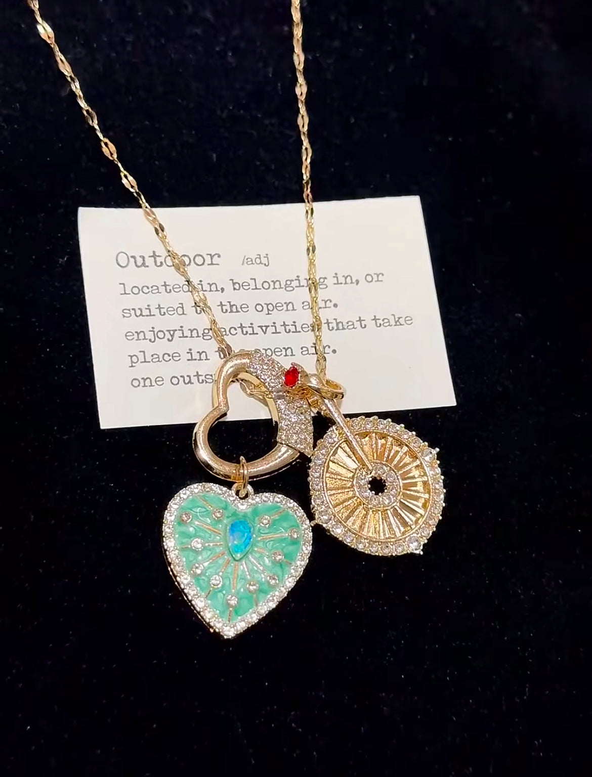 Bicycle Heart Pendant Necklace