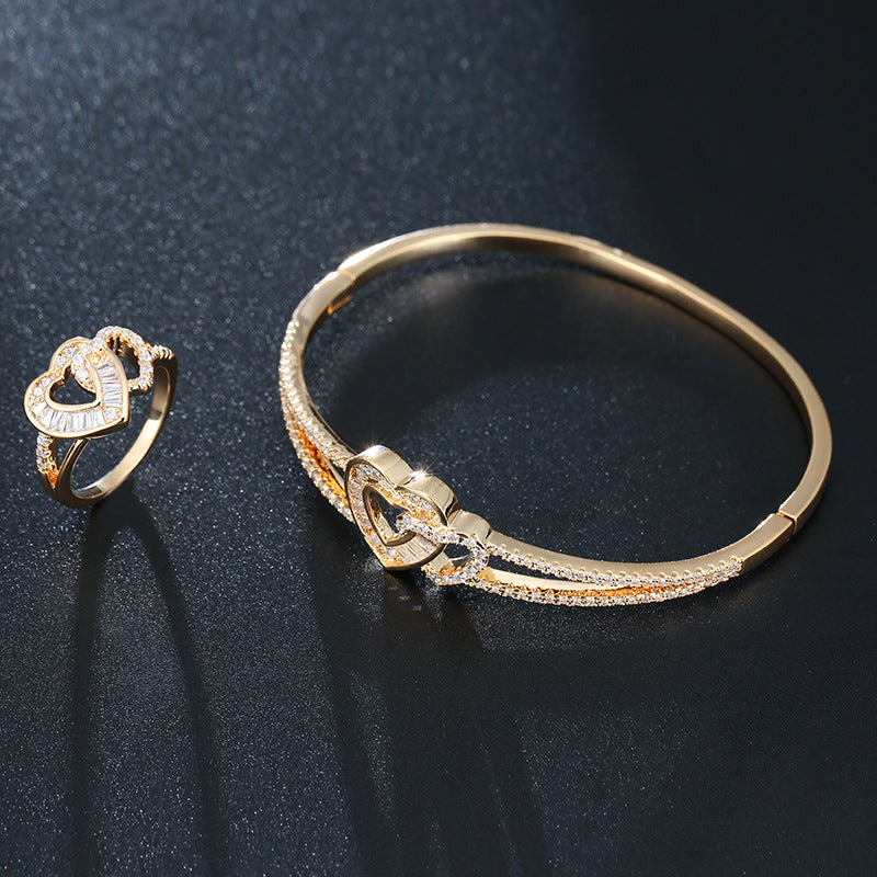 Romantic Heart 💞Bangle and Ring set| Golden&Silver