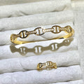 Pig nose Lux Lab-Created Gemstone Bangle and ring set| Gold& Silver Tone Jewelry