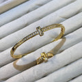 T-Shape Cross Pave Lab-Created Gemstone Bangle & Ring Set | Gold& Silver Tone Jewelry