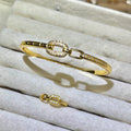 Timeless interlocking Lab grown Gemstone Gold & Silver bangle and ring set