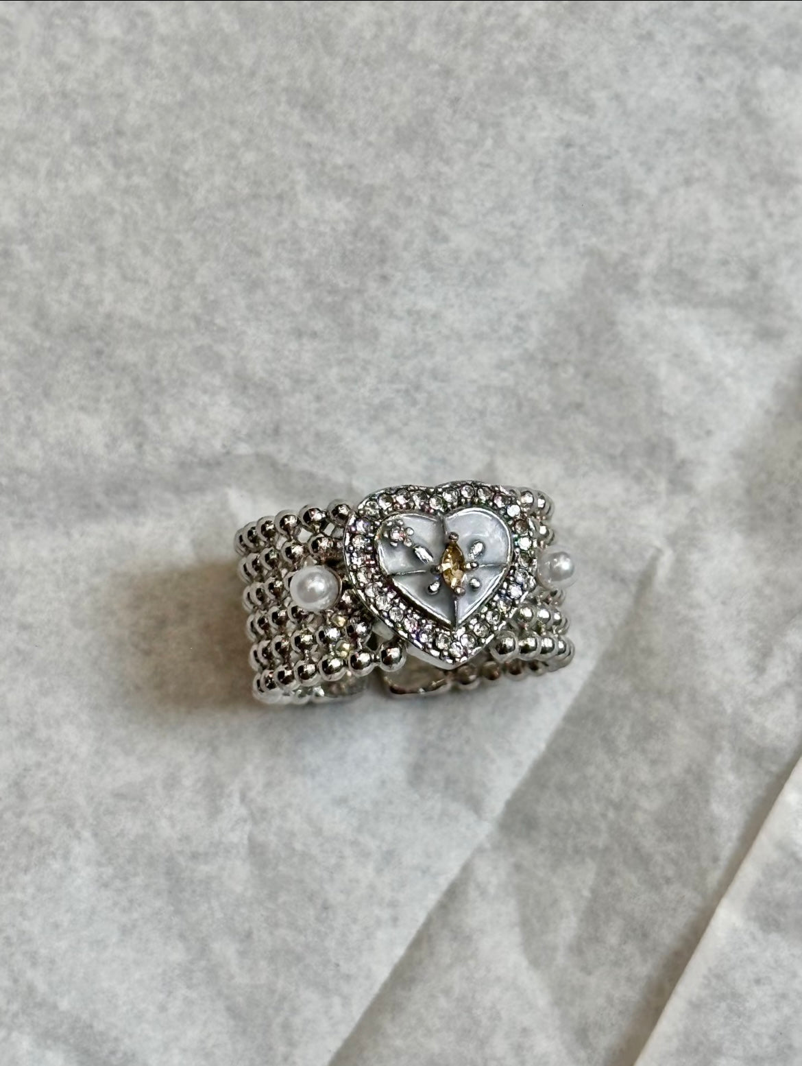 ✨ Vintage Shiny heart silver ring