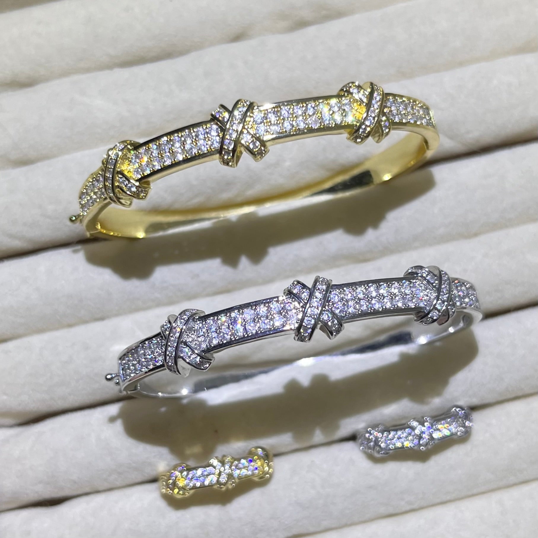 Knot Pave Golden&Silver Bangle and Ring set
