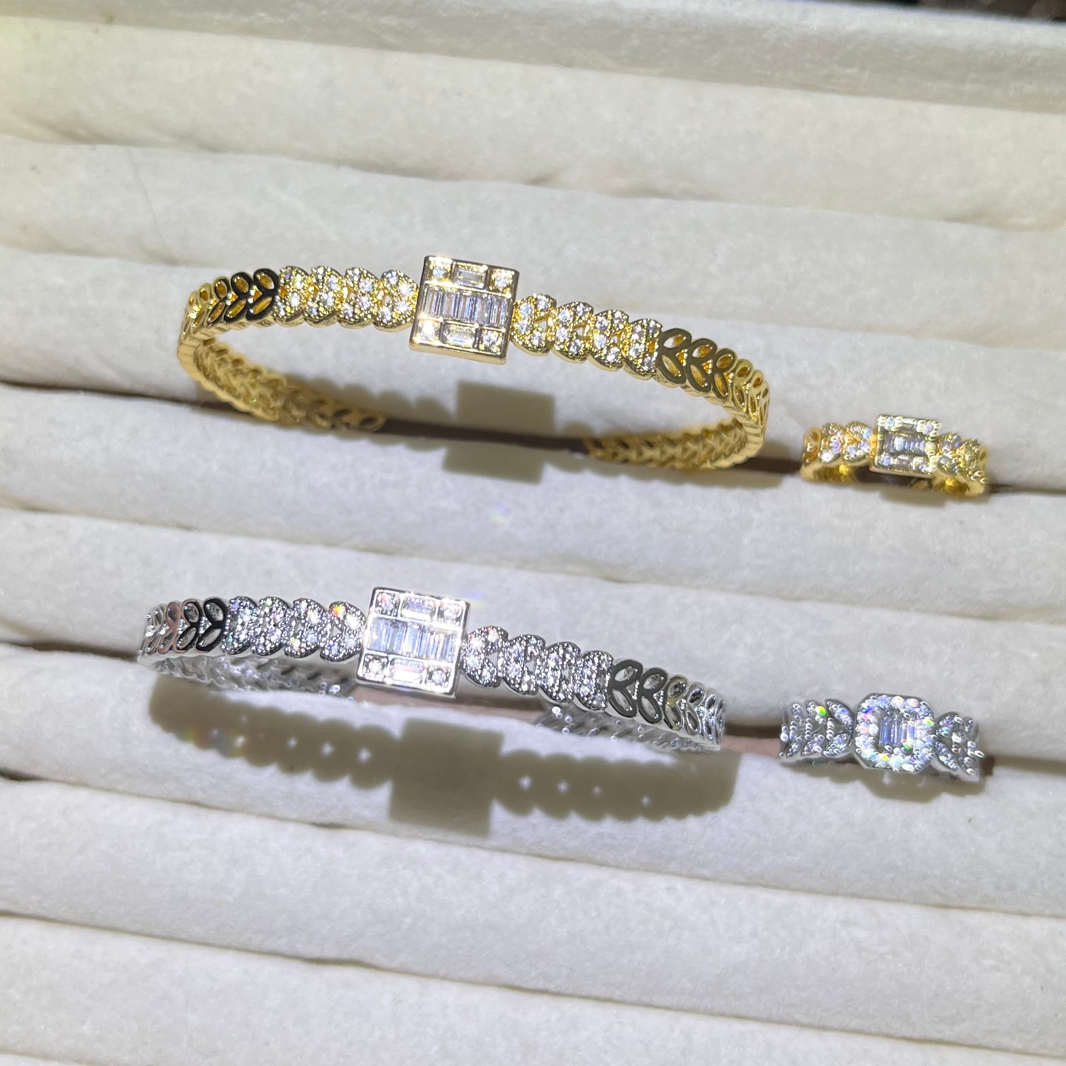Wheat🌾 Sheaf 🍃Baguette Golden & Silver Bangle and ring set
