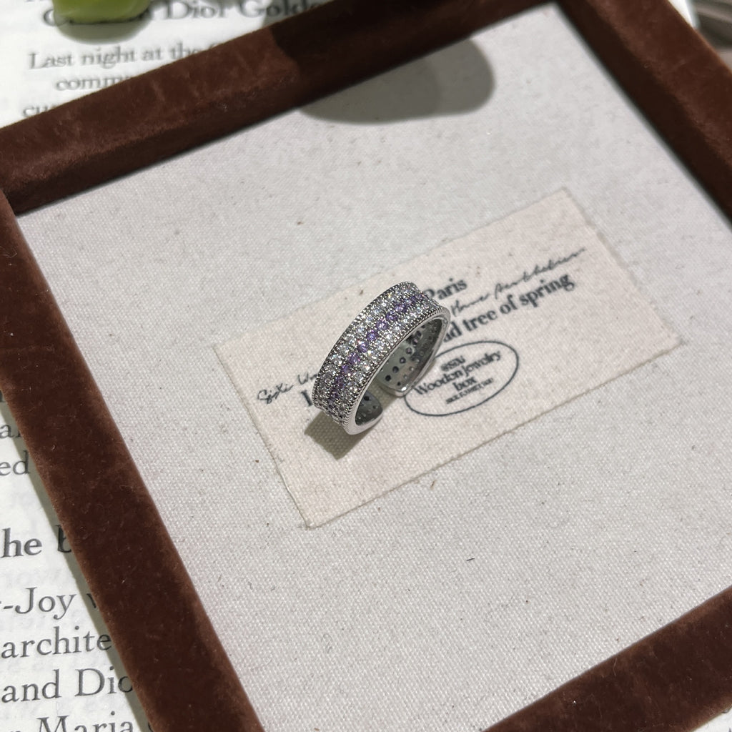 💜Romantic Lavender bangle and ring set. Full diamond ✨
