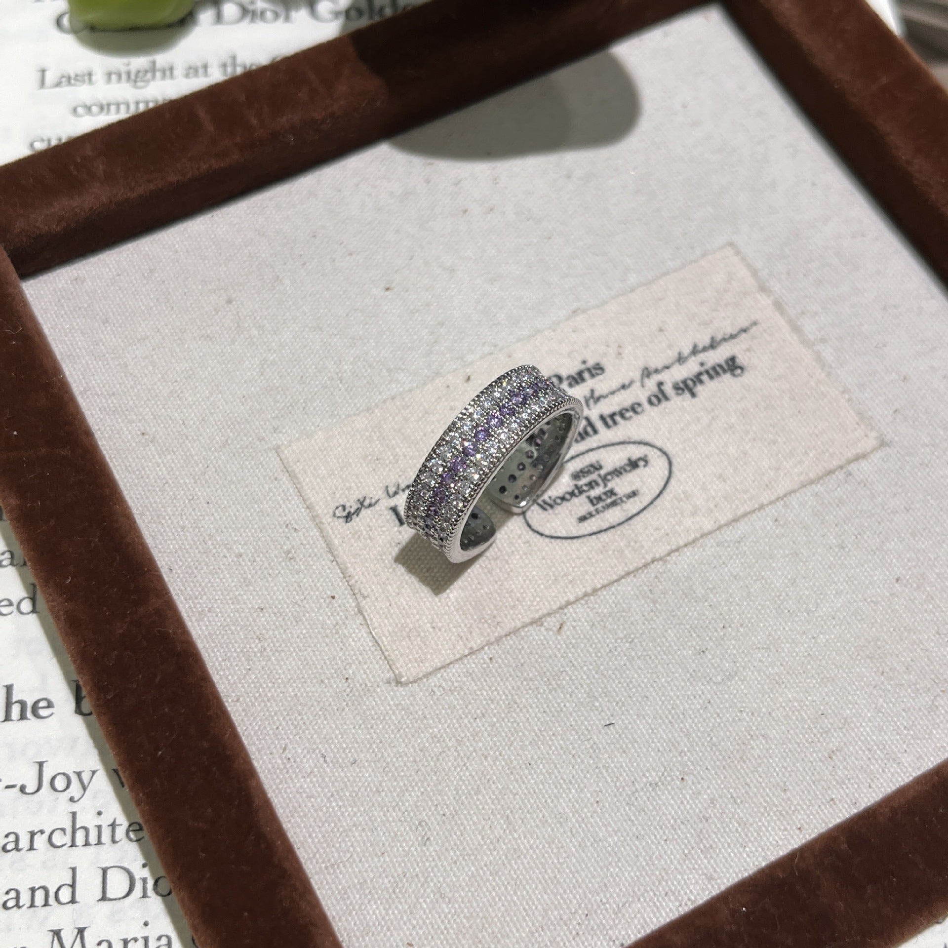 💜Romantic Lavender bangle and ring set. Full diamond ✨