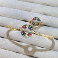 Luxury Rainbow Circle Lab-Created Gemstone Bracelet & Ring Set | Gold-Tone Jewelry