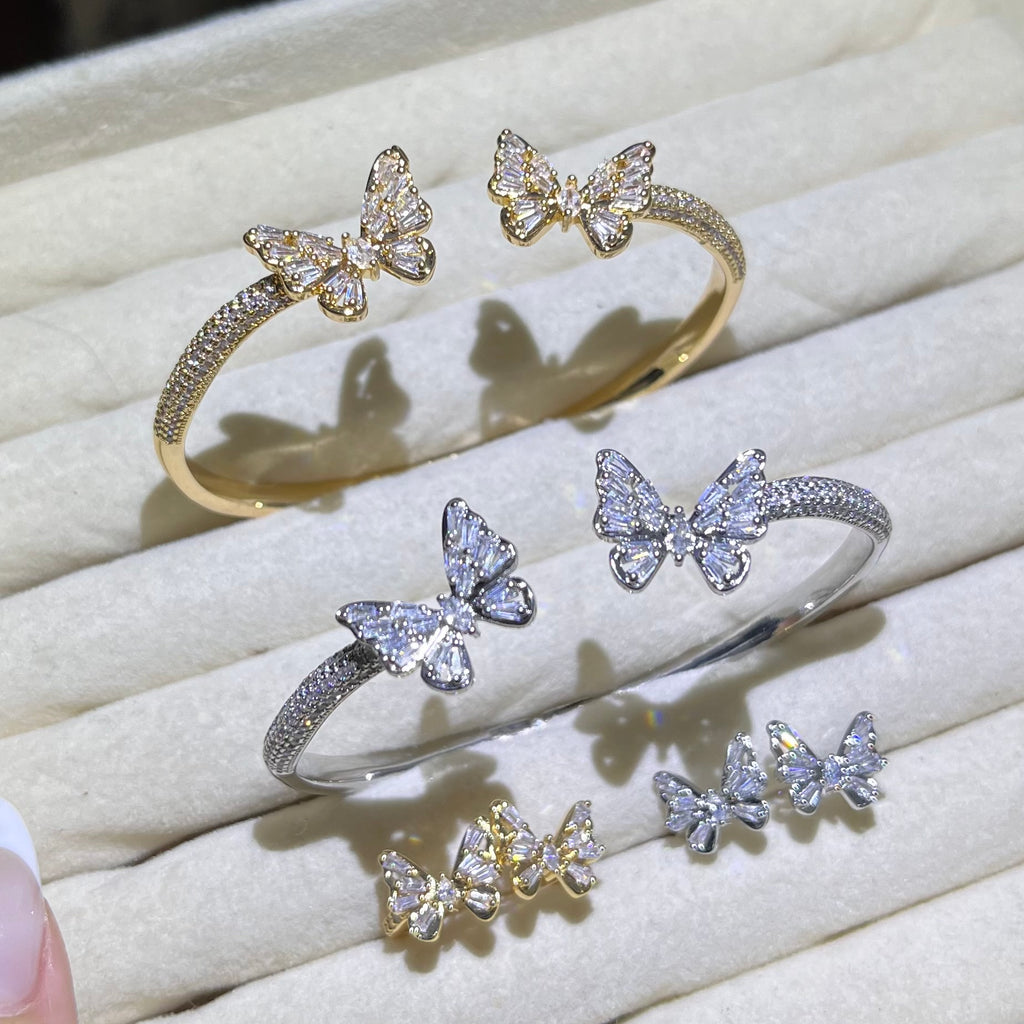 Full Diamond butterfly 🦋 Golden& Silver bangle and ring set