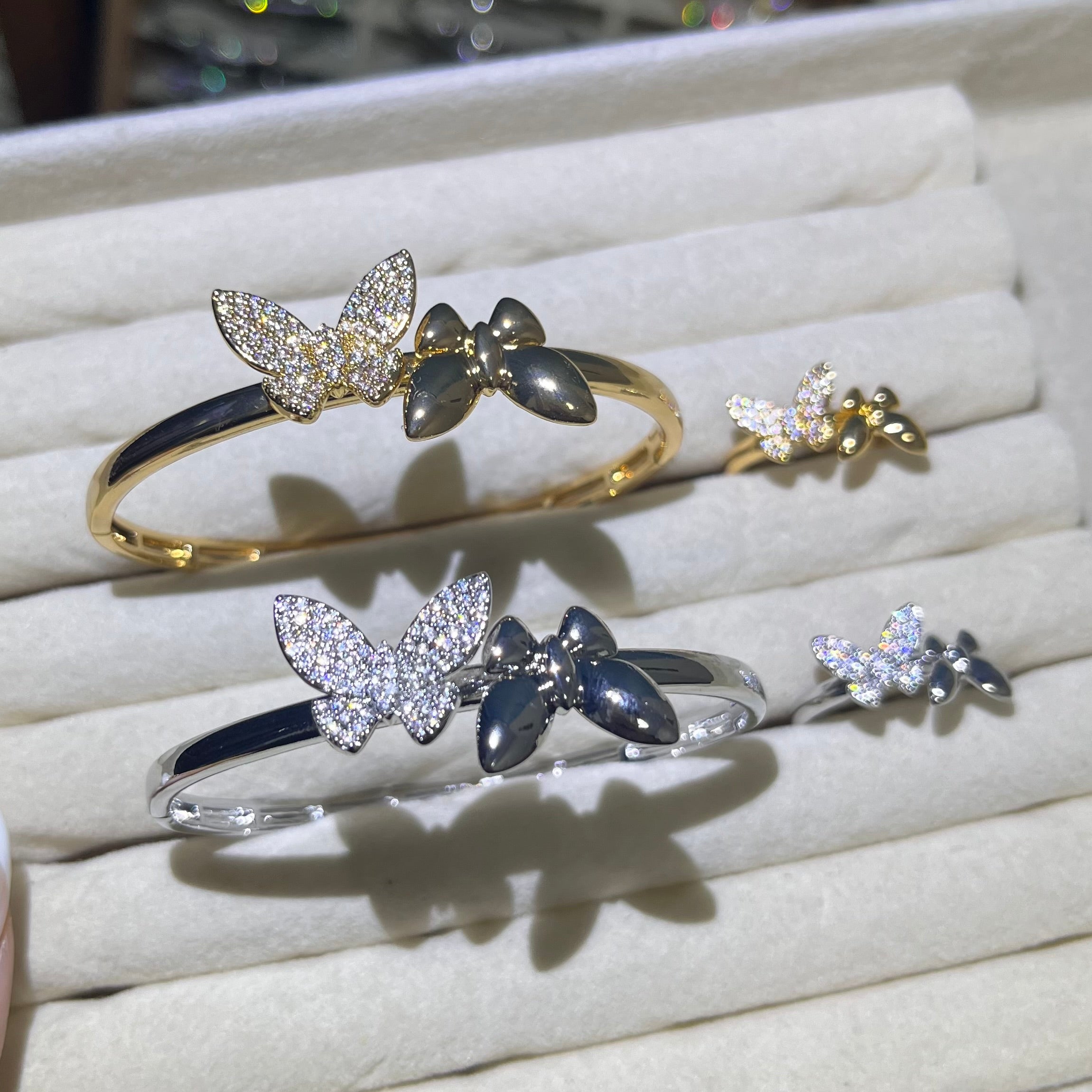 Lover Flutter💕🦋 Golden &Silver Bangle and Ring set