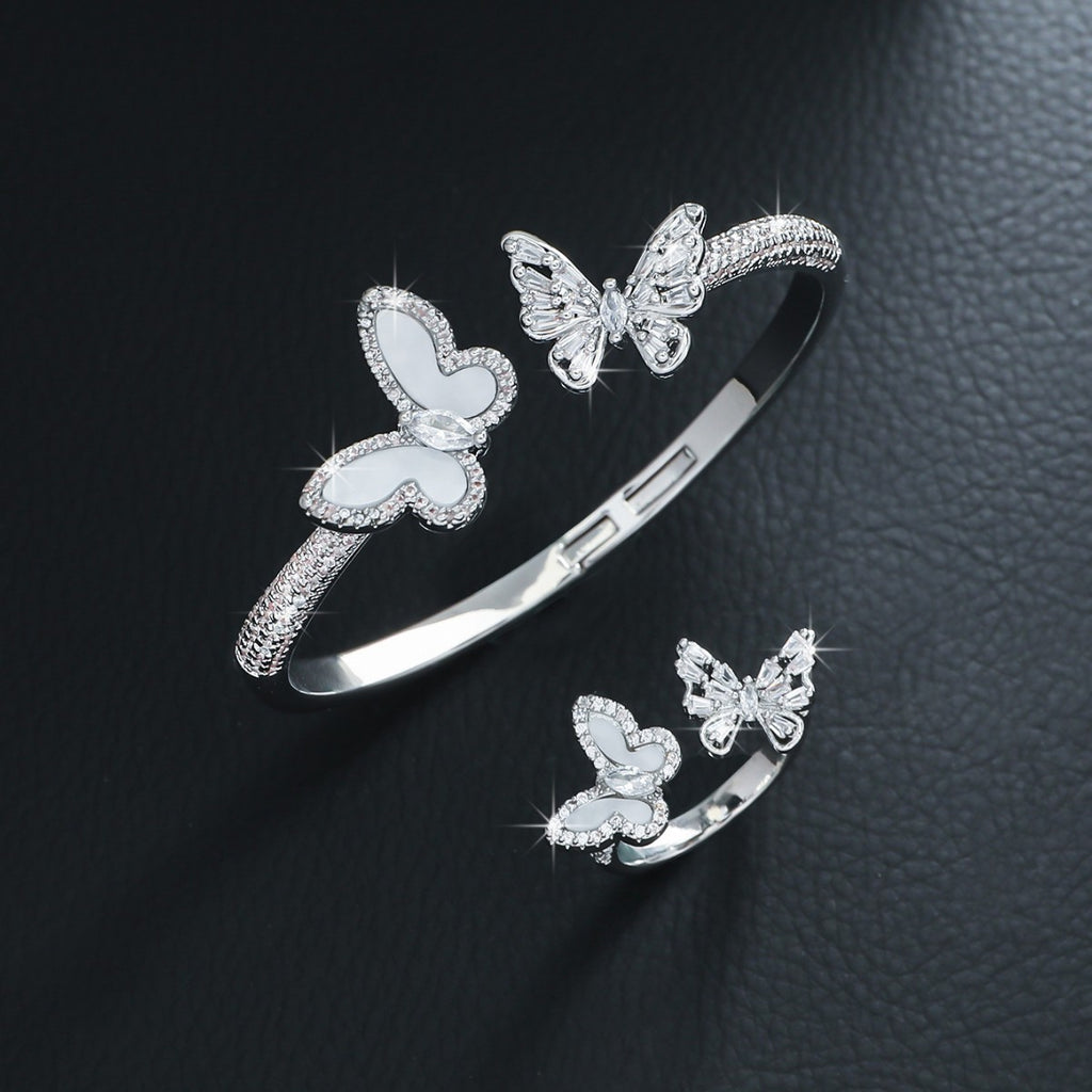 Shimmering Butterflies 🦋 Gold& Silver bangle and ring set