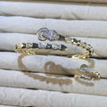 Single-Headed Serpent Lab-Created Gemstone Bracelet & Ring Set | Gold-Tone Jewelry