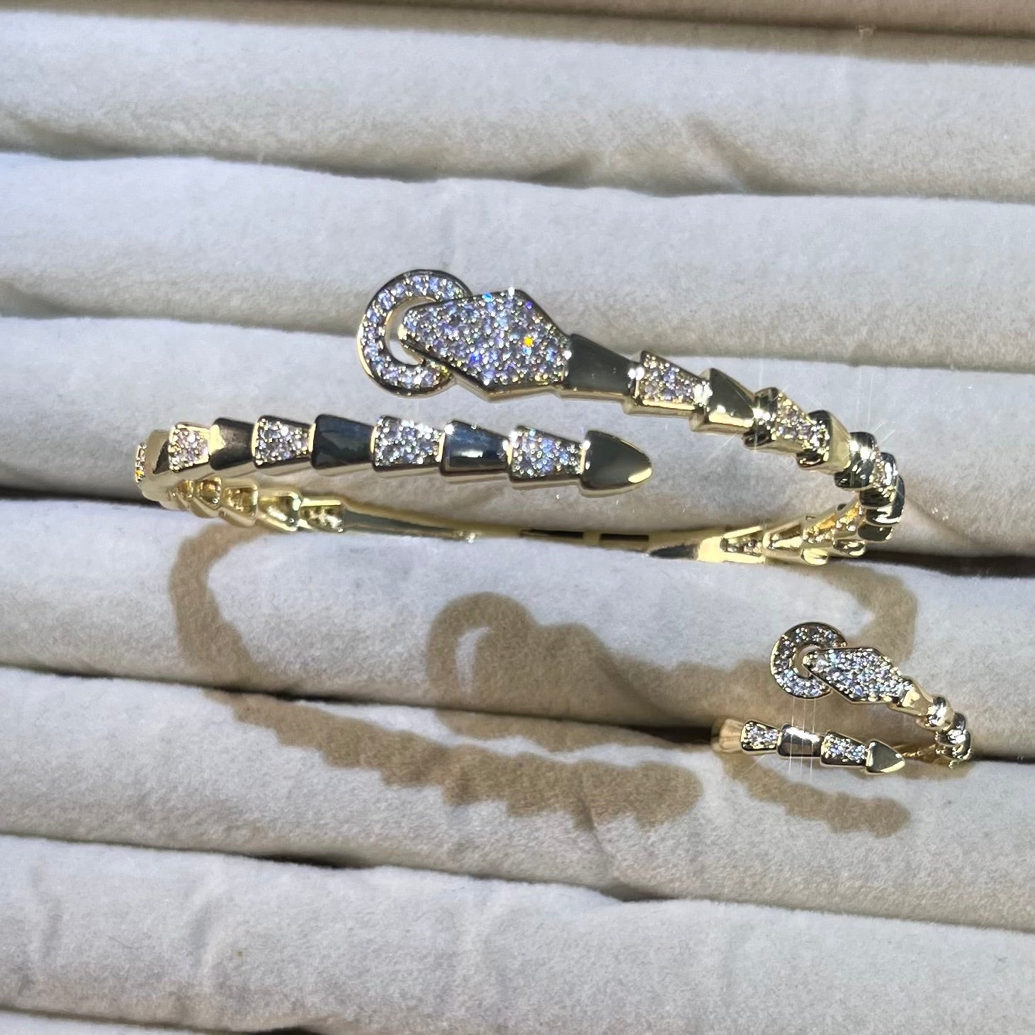 Single-Headed Serpent Lab-Created Gemstone Bracelet & Ring Set | Gold-Tone Jewelry