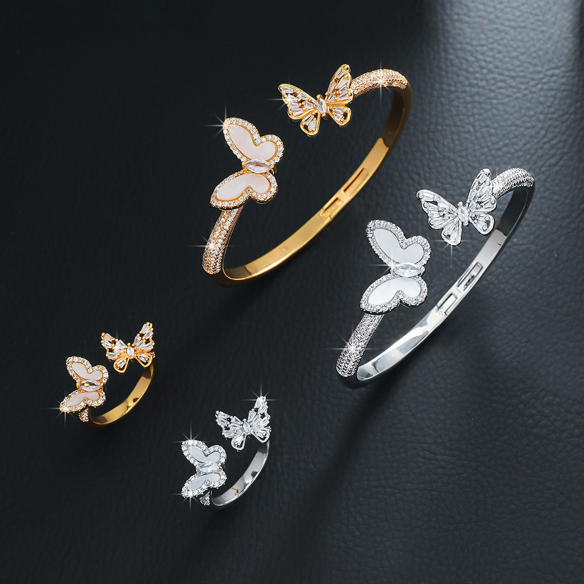 Shimmering Butterflies 🦋 Gold& Silver bangle and ring set