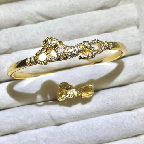 Chasing leopard Lux Lab-Created Gemstone Bangle and ring set| Gold& Silver Tone Jewelry