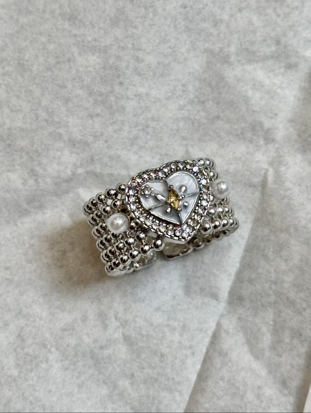 ✨ Vintage Shiny heart silver ring