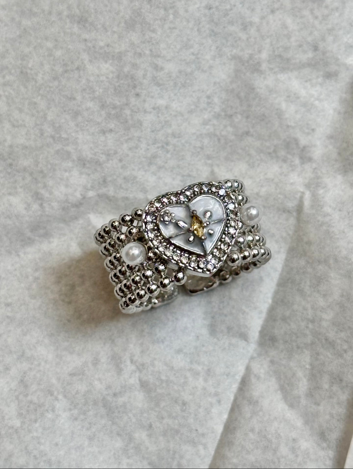 ✨ Vintage Shiny heart silver ring
