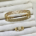 Shiny honeycomb hallowed Lux Lab-Created Gemstone Bangle and ring set| Gold& Silver Tone Jewelry