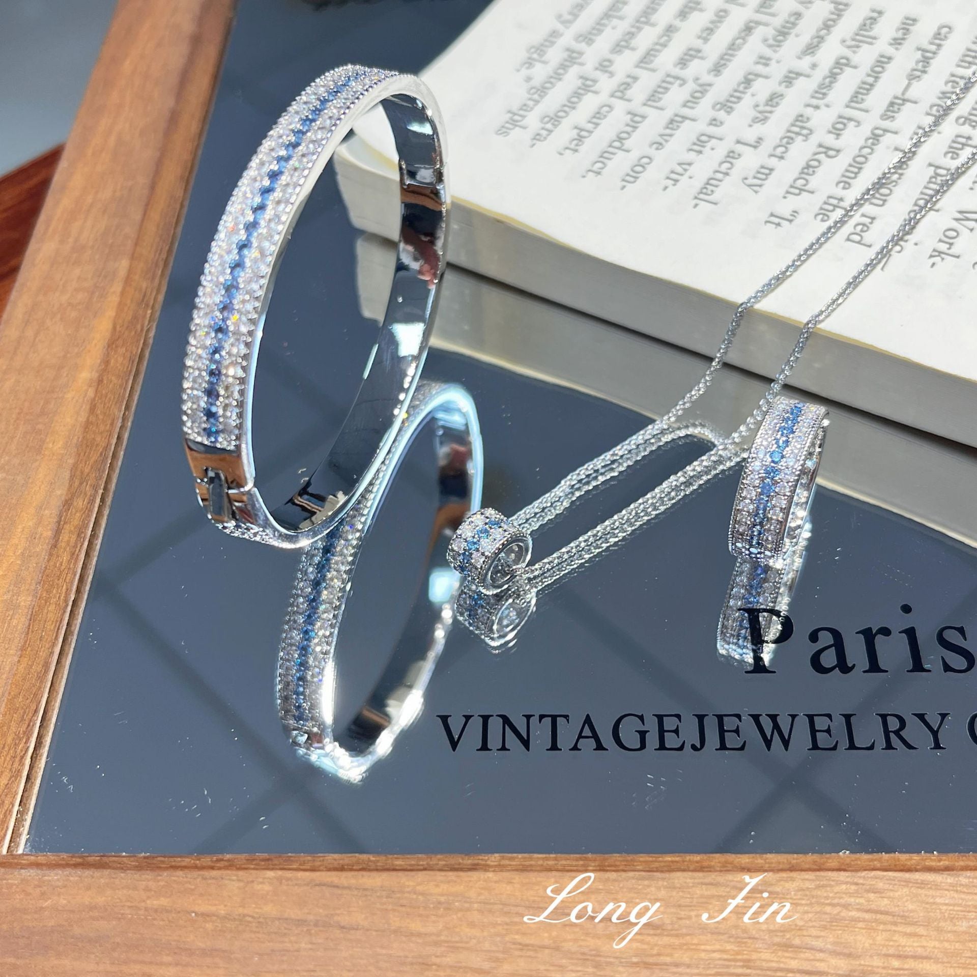 💜💙💗Lavender&Ocean&Cherry Blossom bangle and ring set. Full diamond ✨