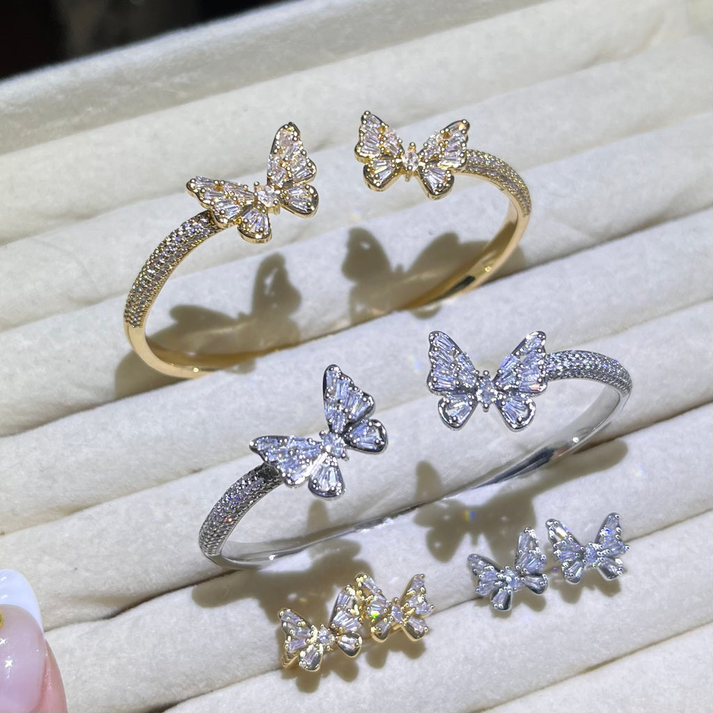 Full Diamond butterfly 🦋 Golden& Silver bangle and ring set