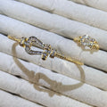 Horseshoe Buckle Lab-Created Gemstone Bracelet & Ring Set | Gold-Tone Jewelry