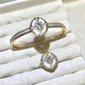 Moon mirror Lab-Created Gemstone Bangle and ring set| Gold Tone Jewelry