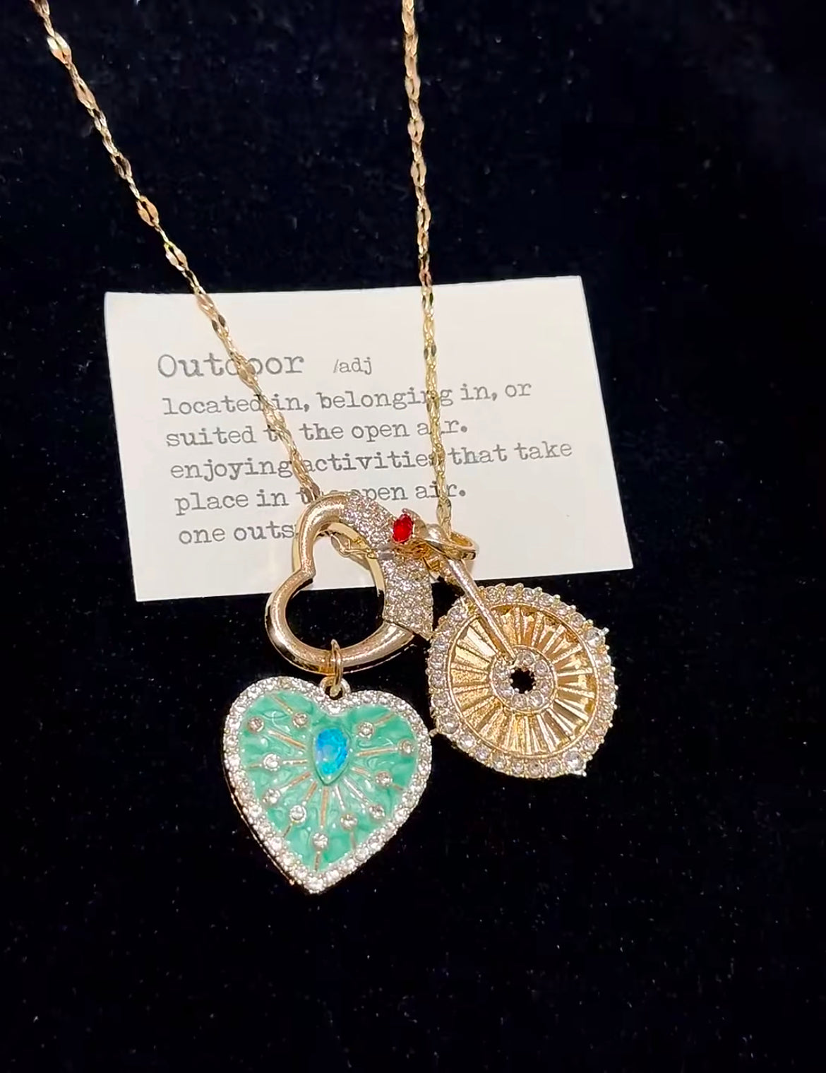 Bicycle Heart Pendant Necklace
