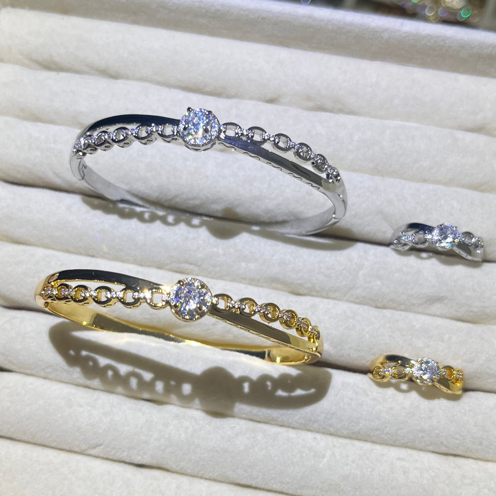 Chain of Vow diamond 💍 Gold& Silver Bangle and ring set