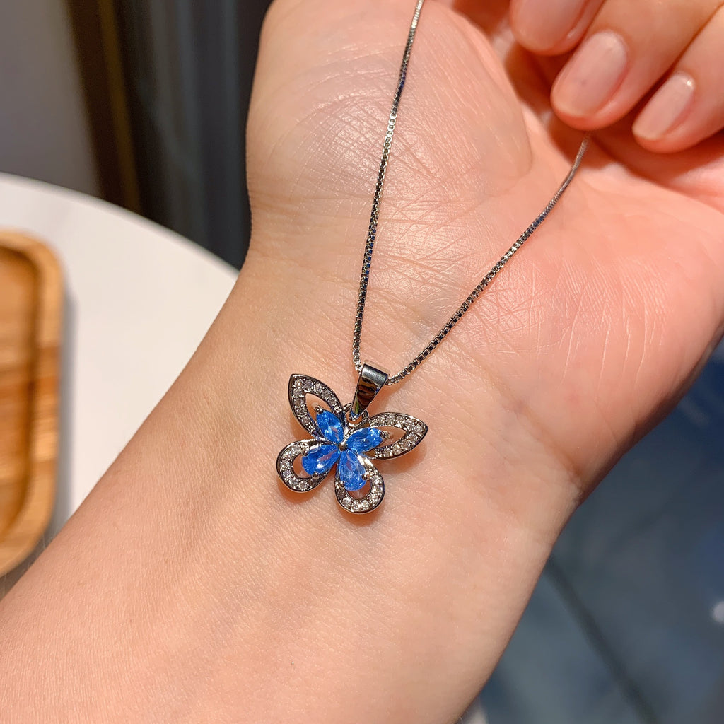 🦋 Lab grown ruby& aquamarine ✨Butterflies and ring set