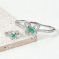 Green butterfly 🦋 Lab grown Emerald Golden& Silver bangle sand ring set