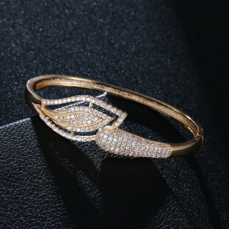 Jolie Fleur Full diamond Bangle and Ring set |Gold&Silver