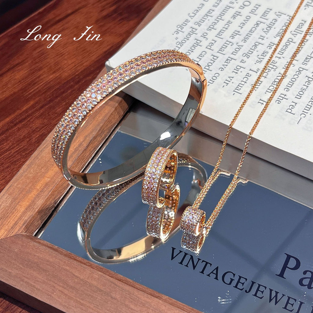 💜💙💗Lavender&Ocean&Cherry Blossom bangle and ring set. Full diamond ✨