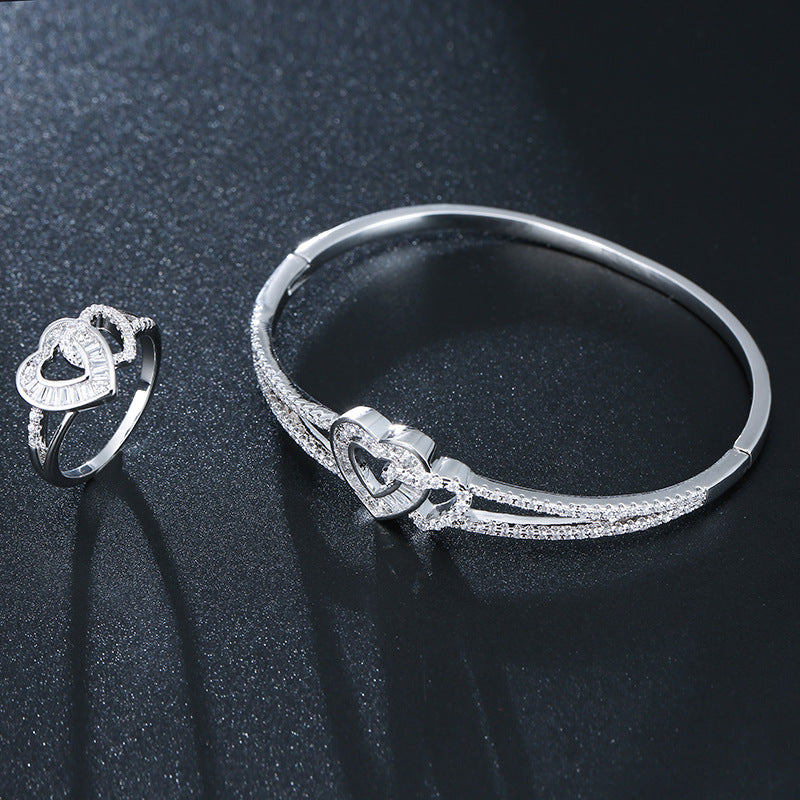 Romantic Heart 💞Bangle and Ring set| Golden&Silver