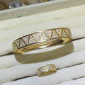 Pyramid  Shine Lab-Created Gemstone Bangle and ring set| Gold Tone Jewelry