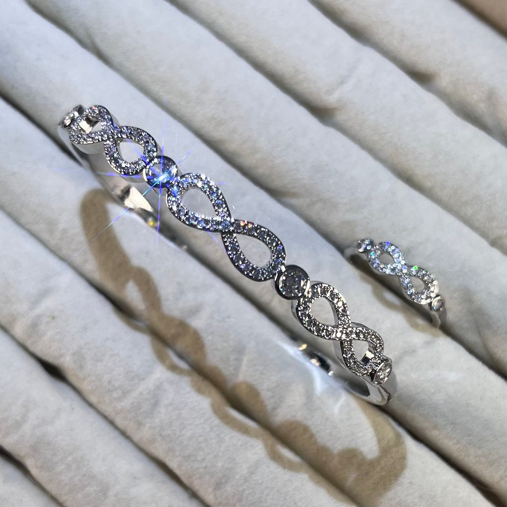 Infinity Loop Lab-Created Gemstone Bracelet & Ring Set | Gold&Silver-Tone Jewelry