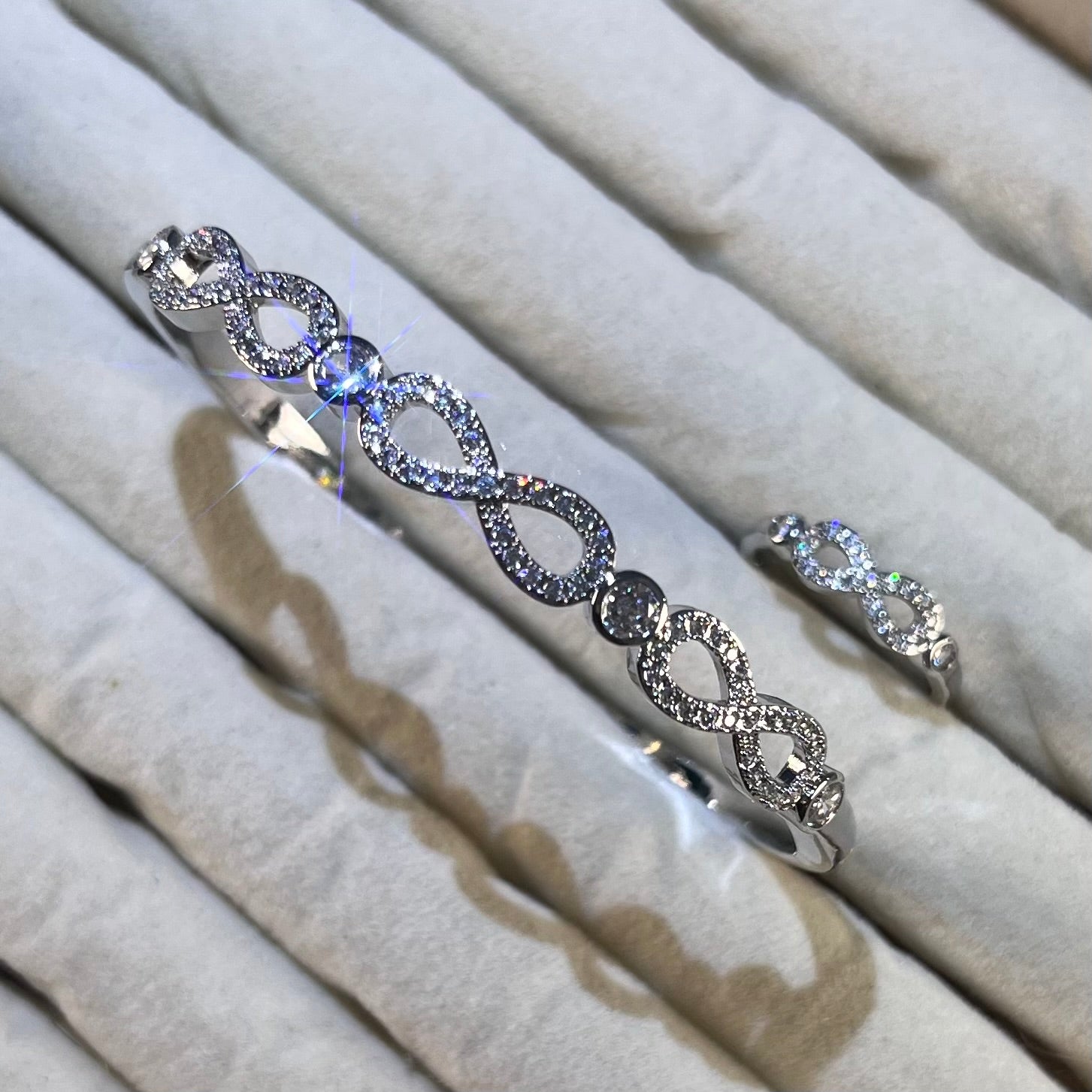 Infinity Loop Lab-Created Gemstone Bracelet & Ring Set | Gold&Silver-Tone Jewelry