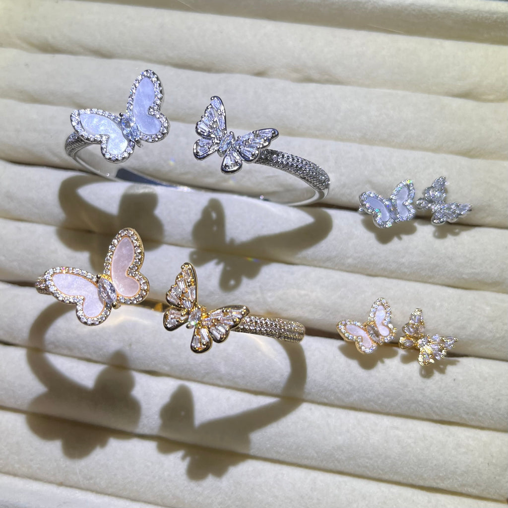 Shimmering Butterflies 🦋 Gold& Silver bangle and ring set