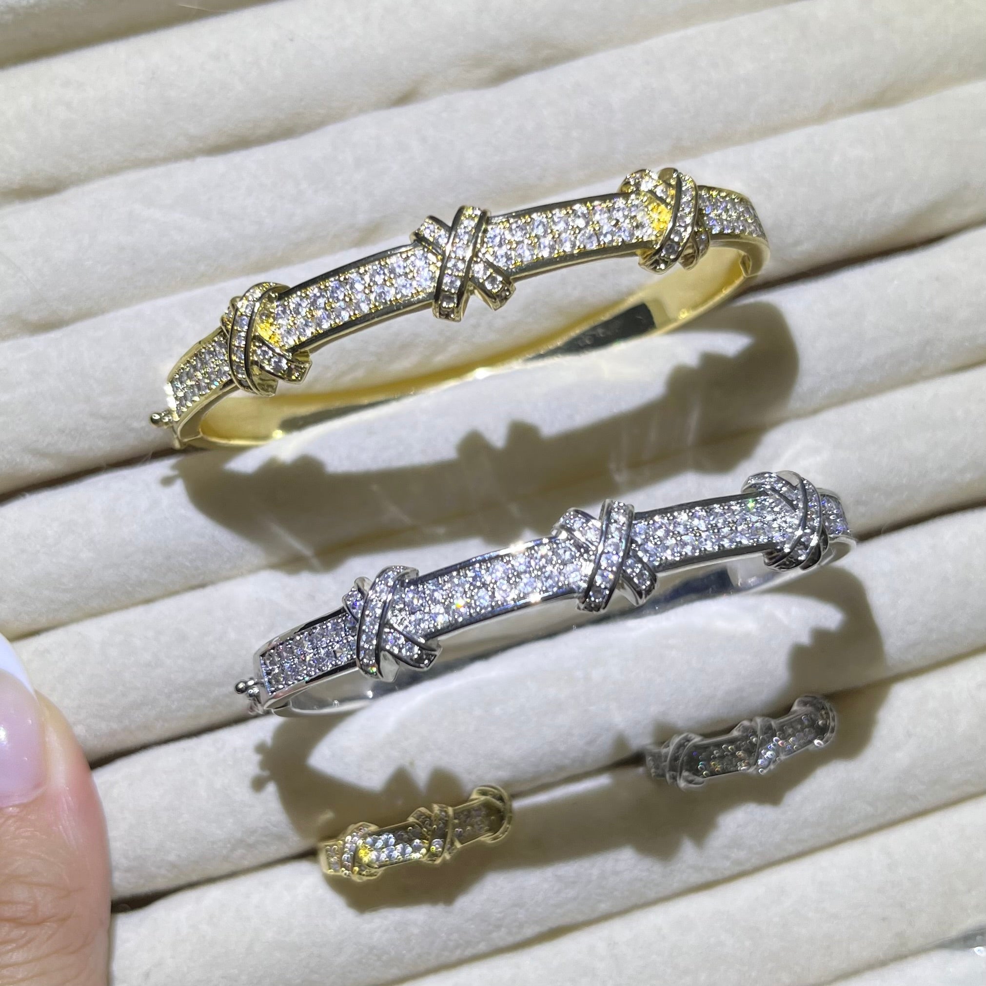 Knot Pave Golden&Silver Bangle and Ring set