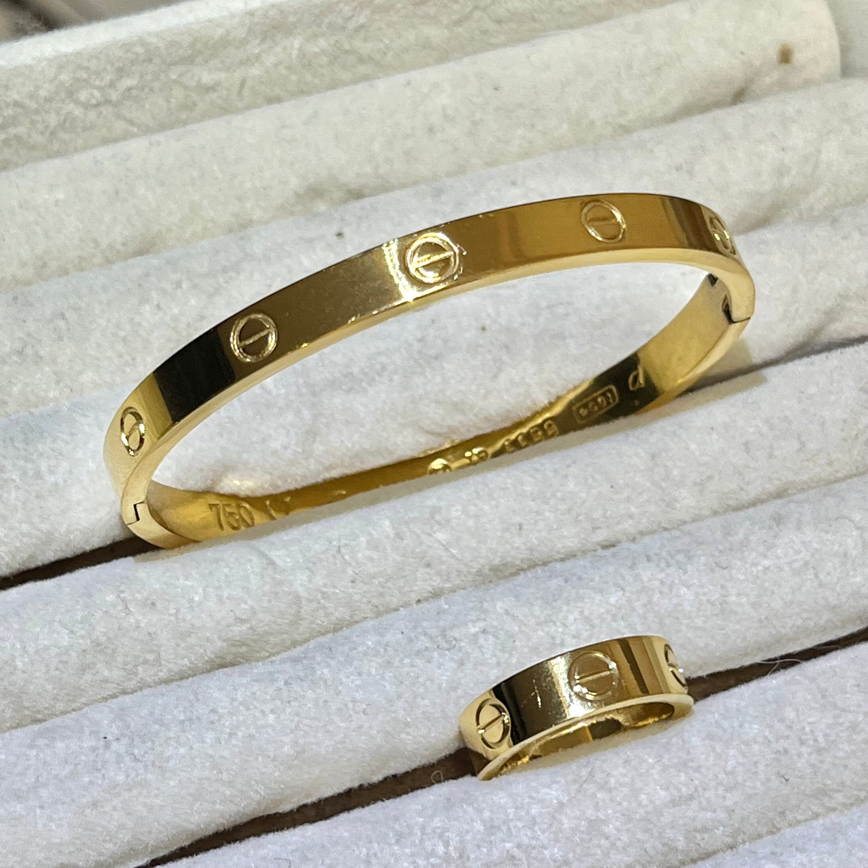 Lux Love Bangle and ring set| Gold& Silver Tone Jewelry