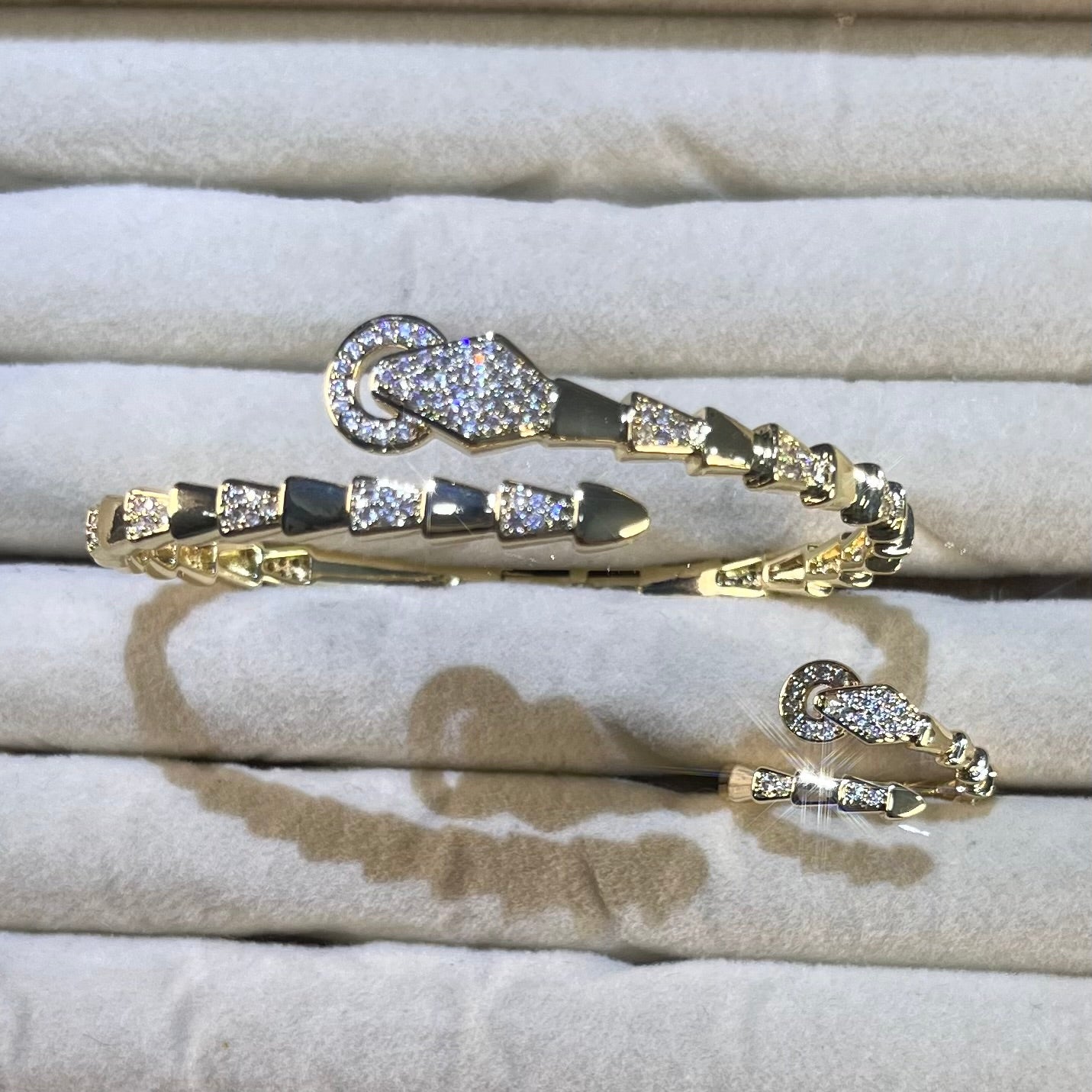 Single-Headed Serpent Lab-Created Gemstone Bracelet & Ring Set | Gold-Tone Jewelry