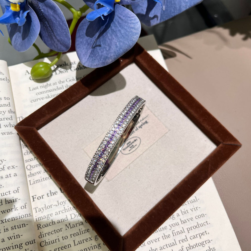 💜Romantic Lavender bangle and ring set. Full diamond ✨