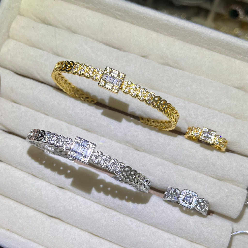 Wheat🌾 Sheaf 🍃Baguette Golden & Silver Bangle and ring set