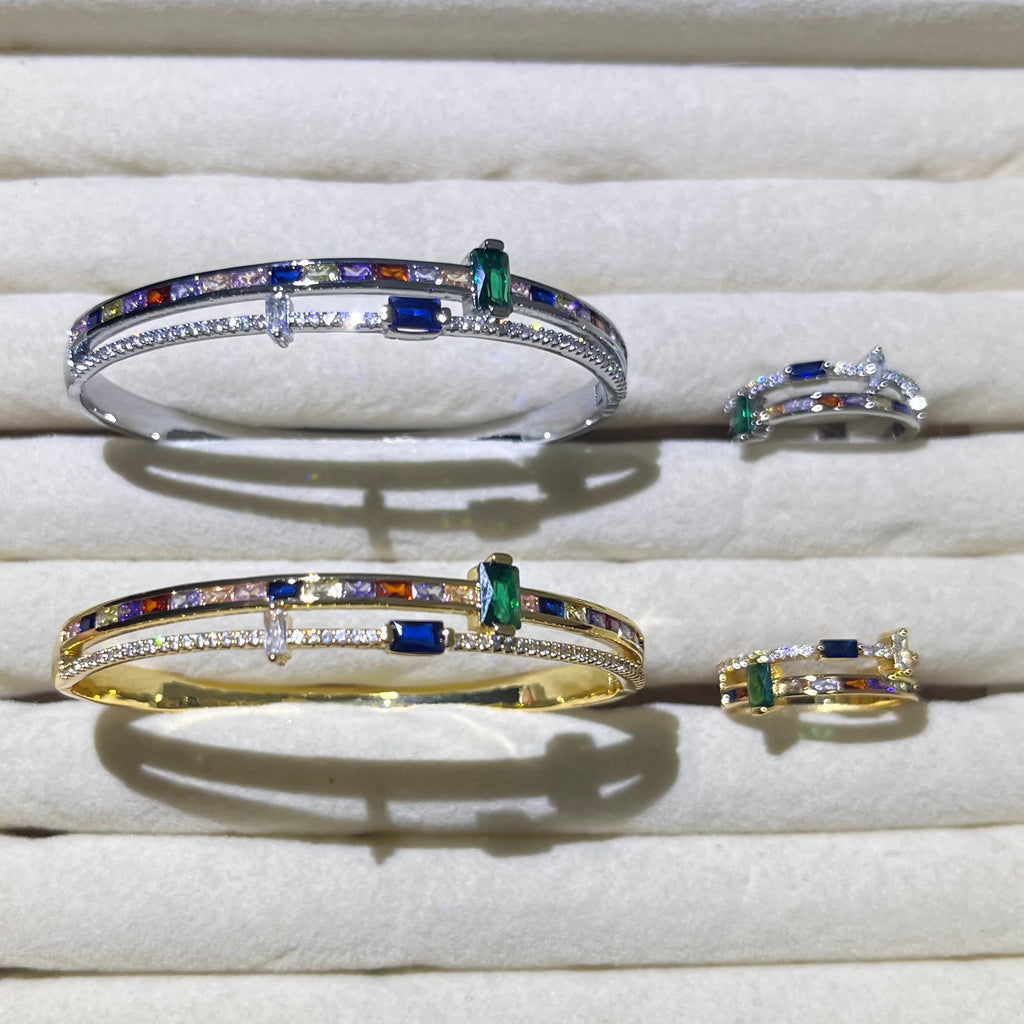 Regalia Rainbow Gemstone Bangle and Ring set