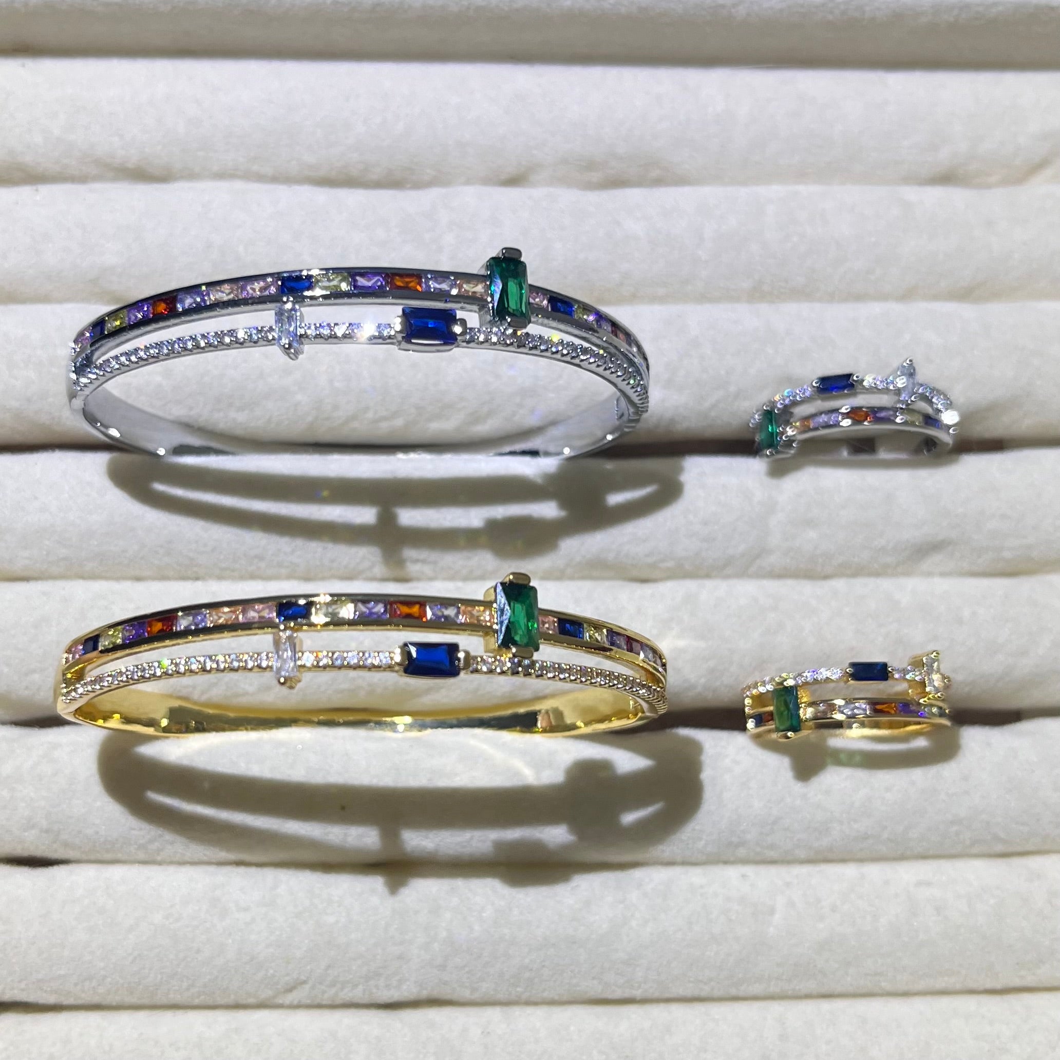 Regalia Rainbow Gemstone Bangle and Ring set