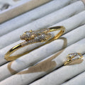 Double Panther Head Lab-Created Gemstone Bracelet & Ring Set | Gold-Tone Jewelry
